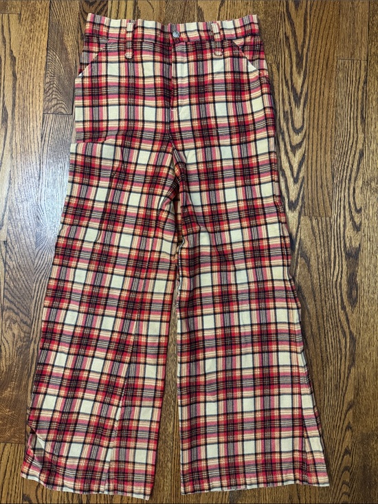 Vintage Pants - Vintage 1970s Carol Evans JCPenney Plaid High Rise Wide Leg Pants Size 26 Cotton